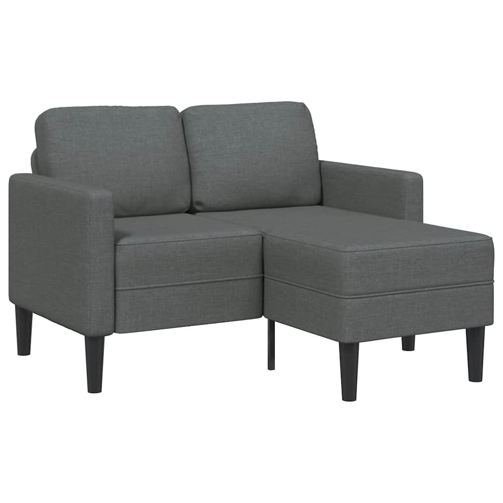 Canapé 2 places avec méridienne en L Gris foncé 125 cm Tissu