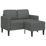 Canapé 2 places avec méridienne en L Gris foncé 125 cm Tissu