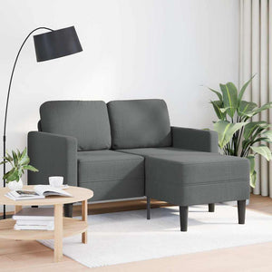 Canapé 2 places avec méridienne en L Gris foncé 125 cm Tissu