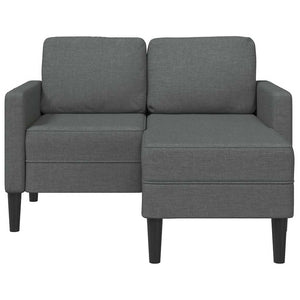 Canapé 2 places avec méridienne en L Gris foncé 125 cm Tissu