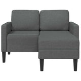 Canapé 2 places avec méridienne en L Gris foncé 125 cm Tissu