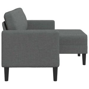Canapé 2 places avec méridienne en L Gris foncé 125 cm Tissu