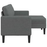 Canapé 2 places avec méridienne en L Gris foncé 125 cm Tissu