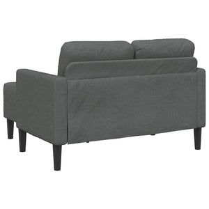 Canapé 2 places avec méridienne en L Gris foncé 125 cm Tissu