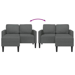 Canapé 2 places avec méridienne en L Gris foncé 125 cm Tissu