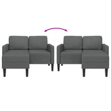 Canapé 2 places avec méridienne en L Gris foncé 125 cm Tissu
