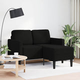 Canapé 2 places avec méridienne en L noir 125 cm tissu