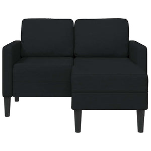 Canapé 2 places avec méridienne en L noir 125 cm tissu
