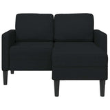 Canapé 2 places avec méridienne en L noir 125 cm tissu