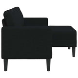 Canapé 2 places avec méridienne en L noir 125 cm tissu