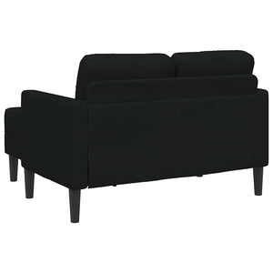 Canapé 2 places avec méridienne en L noir 125 cm tissu