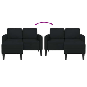 Canapé 2 places avec méridienne en L noir 125 cm tissu