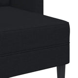 Canapé 2 places avec méridienne en L noir 125 cm tissu
