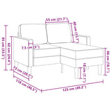 Canapé 2 places avec méridienne en L noir 125 cm tissu