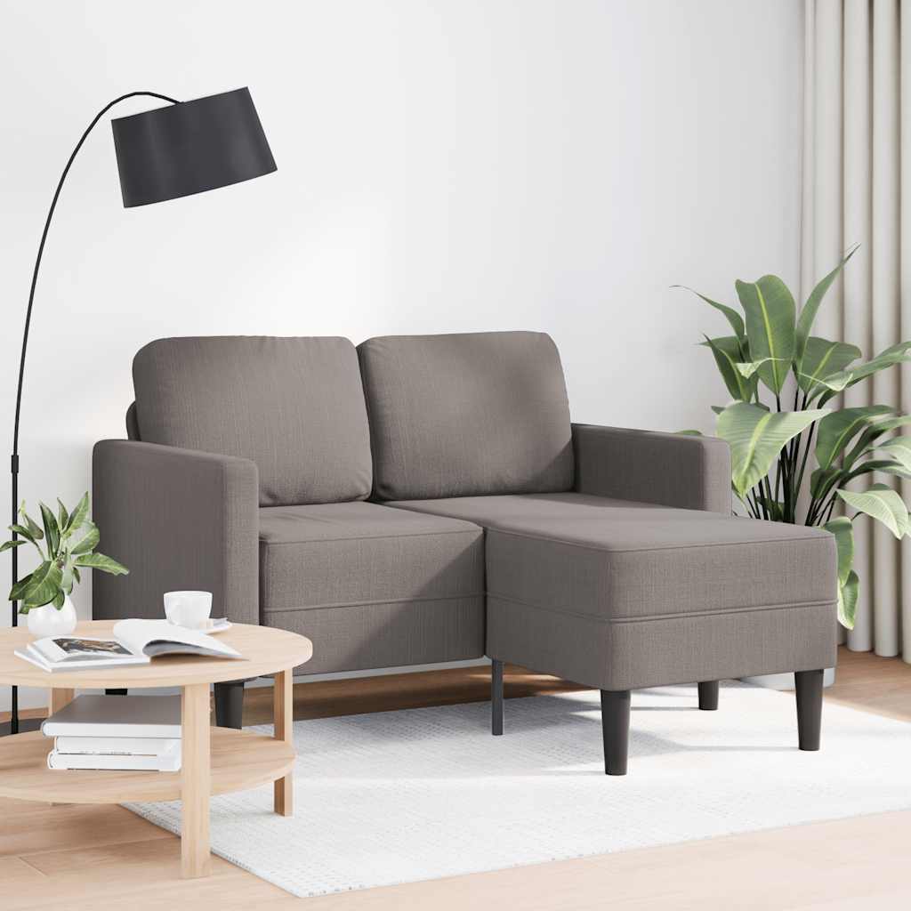 Canapé 2 places avec méridienne en L taupe 125 cm tissu