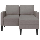 Canapé 2 places avec méridienne en L taupe 125 cm tissu