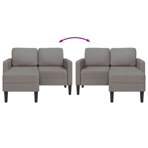 Canapé 2 places avec méridienne en L taupe 125 cm tissu