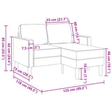 Canapé 2 places avec méridienne en L taupe 125 cm tissu