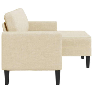 Canapé 2 places avec méridienne en L crème 125 cm tissu