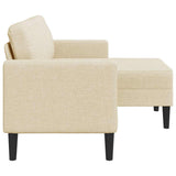 Canapé 2 places avec méridienne en L crème 125 cm tissu