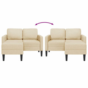 Canapé 2 places avec méridienne en L crème 125 cm tissu