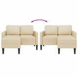 Canapé 2 places avec méridienne en L crème 125 cm tissu