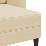 Canapé 2 places avec méridienne en L crème 125 cm tissu