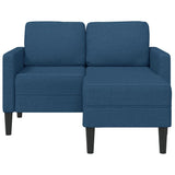 Canapé 2 places avec méridienne en L bleu 125 cm tissu