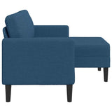 Canapé 2 places avec méridienne en L bleu 125 cm tissu