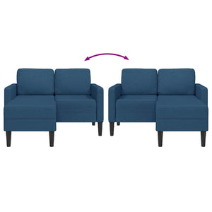 Canapé 2 places avec méridienne en L bleu 125 cm tissu