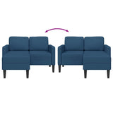 Canapé 2 places avec méridienne en L bleu 125 cm tissu