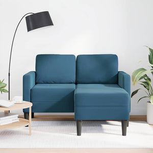 Canapé 2 places avec méridienne en L bleu 125 cm velours