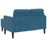 Canapé 2 places avec méridienne en L bleu 125 cm velours