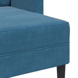 Canapé 2 places avec méridienne en L bleu 125 cm velours