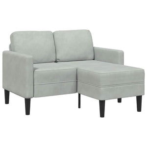 Canapé 2 places avec méridienne en L gris clair 125 cm velours