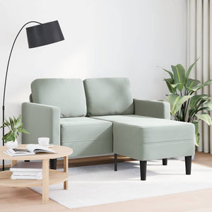 Canapé 2 places avec méridienne en L gris clair 125 cm velours