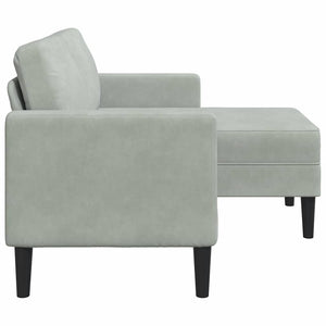 Canapé 2 places avec méridienne en L gris clair 125 cm velours