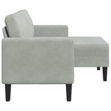 Canapé 2 places avec méridienne en L gris clair 125 cm velours