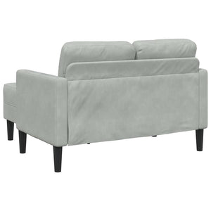 Canapé 2 places avec méridienne en L gris clair 125 cm velours
