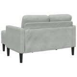 Canapé 2 places avec méridienne en L gris clair 125 cm velours