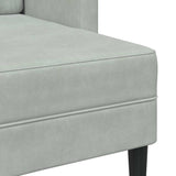Canapé 2 places avec méridienne en L gris clair 125 cm velours