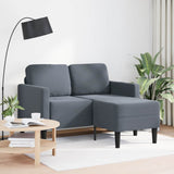 Canapé 2 places avec méridienne en L gris foncé 125 cm velours