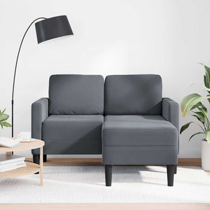 Canapé 2 places avec méridienne en L gris foncé 125 cm velours