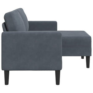 Canapé 2 places avec méridienne en L gris foncé 125 cm velours