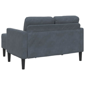 Canapé 2 places avec méridienne en L gris foncé 125 cm velours