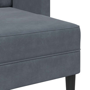 Canapé 2 places avec méridienne en L gris foncé 125 cm velours