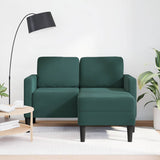Canapé 2 places avec méridienne en L vert foncé 125 cm velours