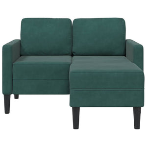 Canapé 2 places avec méridienne en L vert foncé 125 cm velours