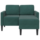 Canapé 2 places avec méridienne en L vert foncé 125 cm velours
