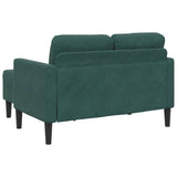 Canapé 2 places avec méridienne en L vert foncé 125 cm velours